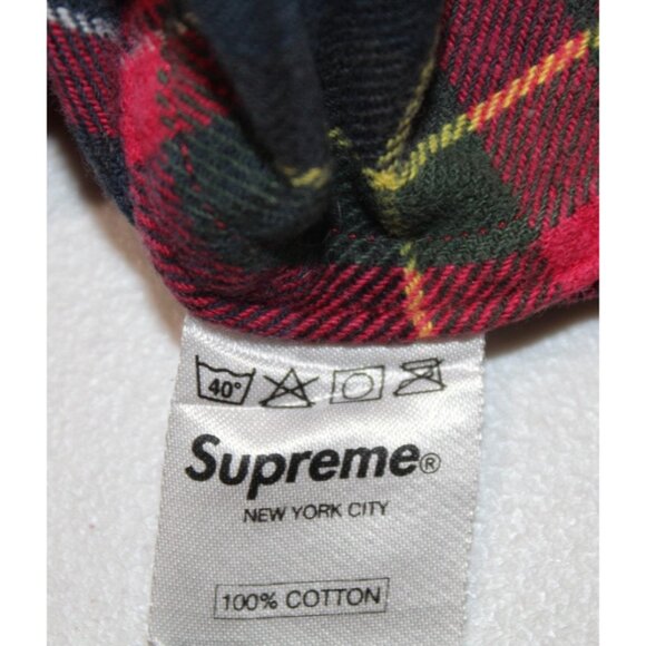 SUPREME Plaid Flannel Shirt FW22 Men's L Button Down Collared Tartan Plaid Red - Picture 8 of 9